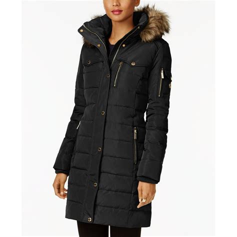 michael kors long down coat fur trim|MICHAEL Michael Kors Faux.